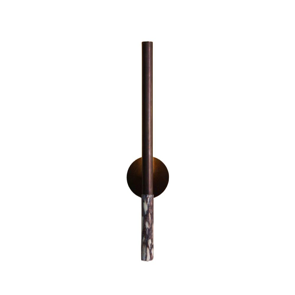 BEN TOVIM DESIGN Formation Wall Light Sconce - Patina Bronze & Calacatta Viola Marble | Modern Wall Lighting for Living Room, Bedroom, or Hallway