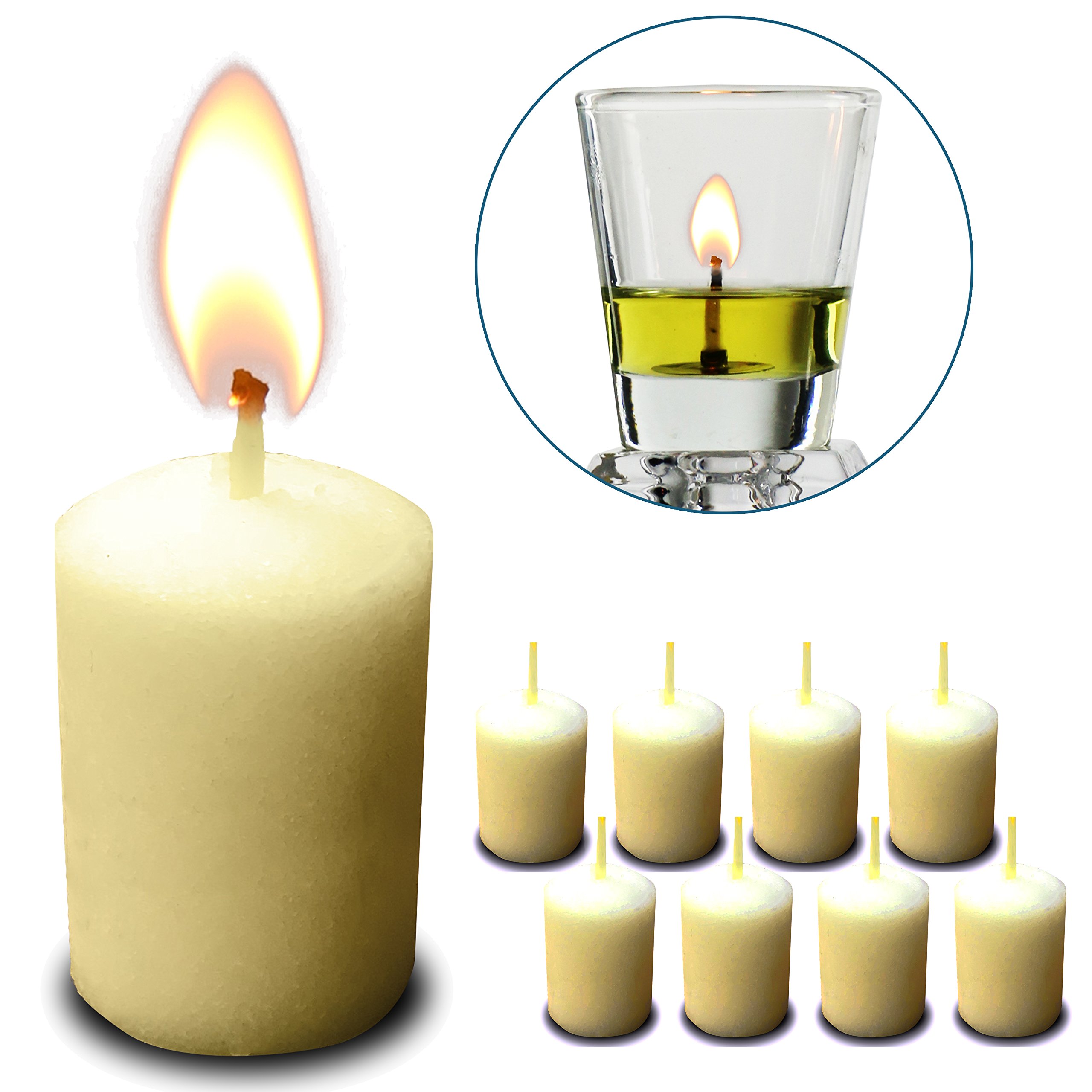 Premium Olive Oil Neironim Candles - 36 Count Shabbat & Votive Wax Candles (5-Hour Burn Time) - Kosher for Jewish Holidays, Home Decor & Spiritual Ceremonies