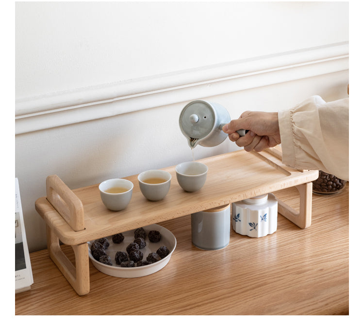 Solid Wood Shelf - Beech & Acacia Desktop Storage Rack for Home Office, Kitchen, Bathroom Organization