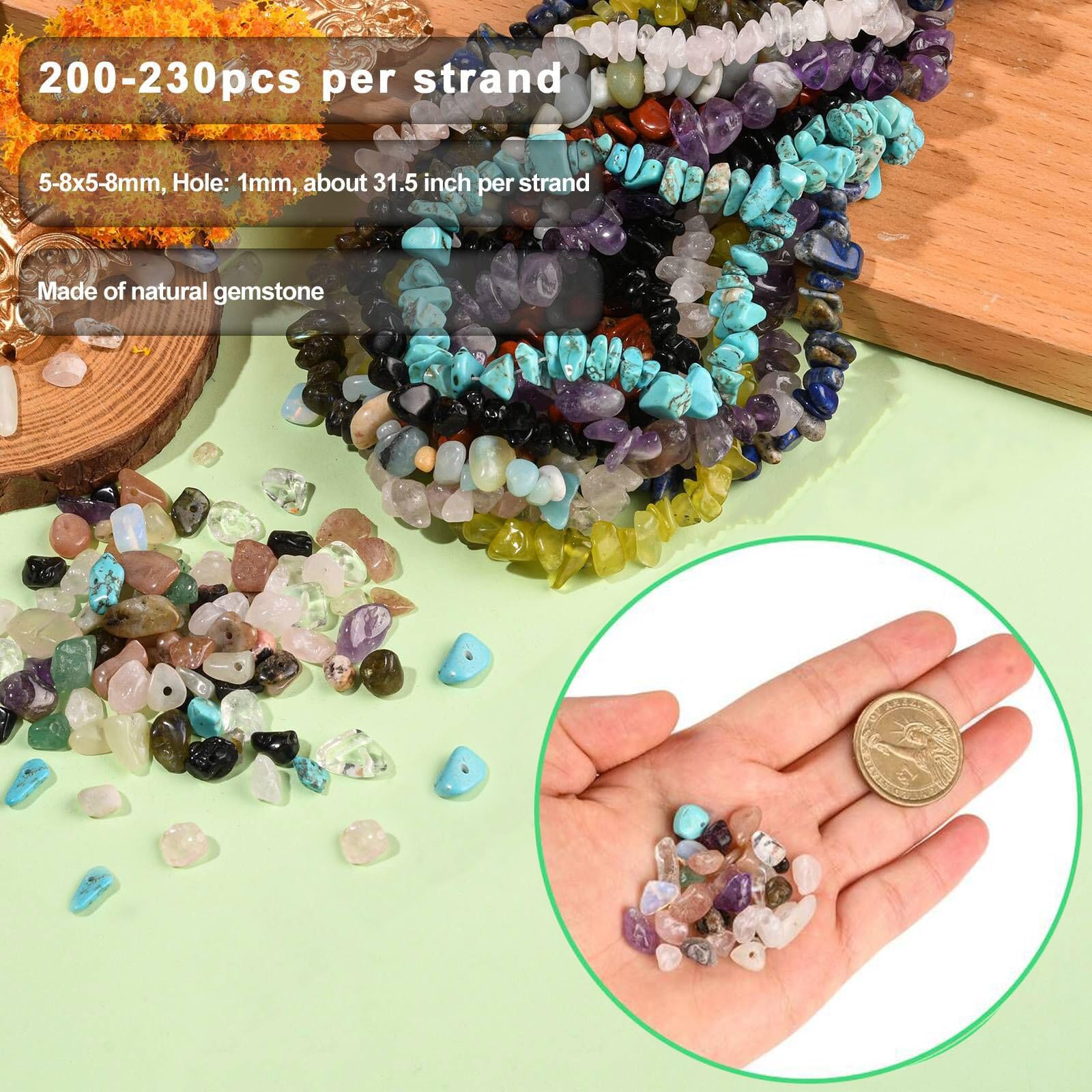 KitBeads 200-230pcs Natural Turquoise & Green Howlite Chip Beads for Jewelry Making - DIY Bracelets, Necklaces, Earrings & Boho Crafts
