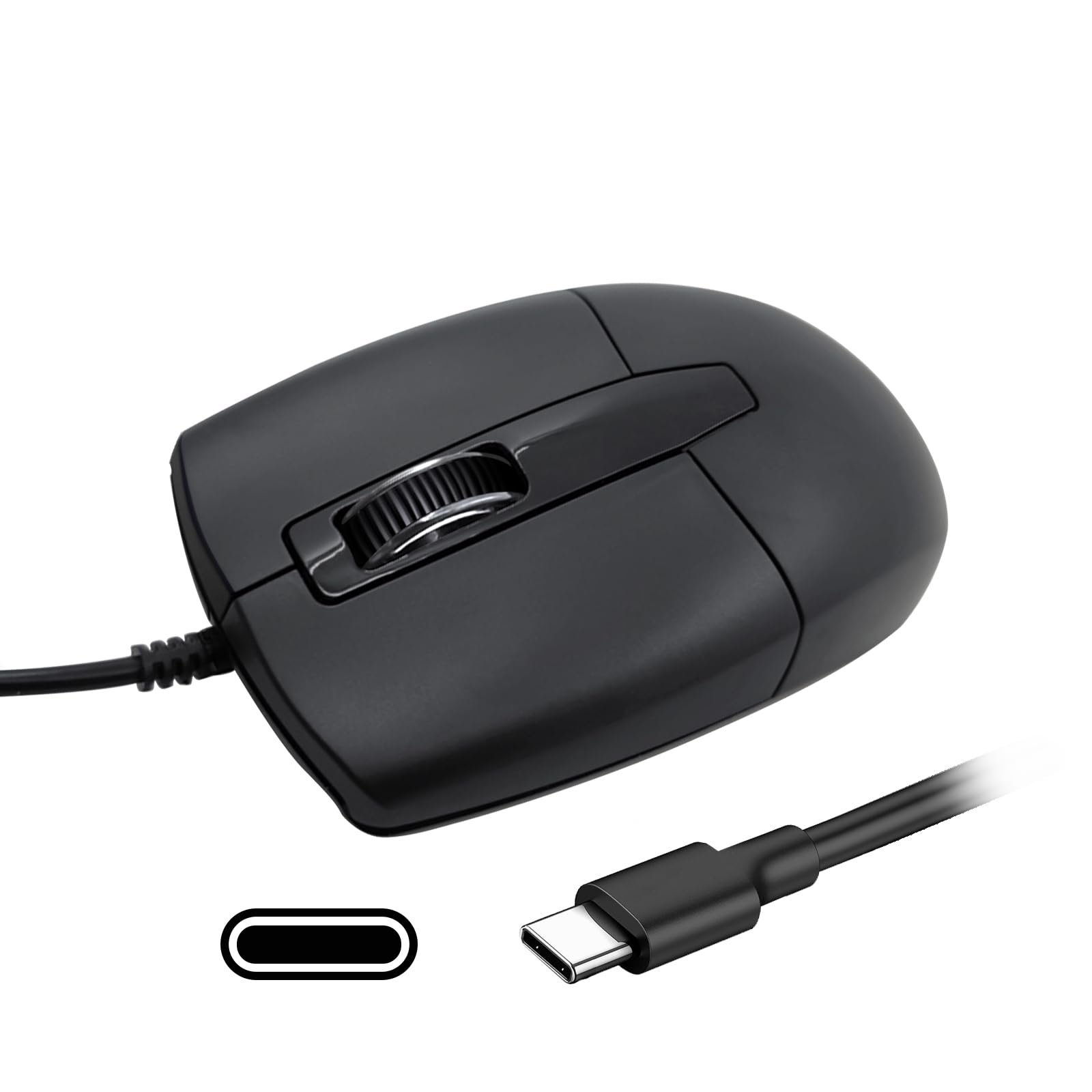 USB C Wired Mouse - Type C Optical Mouse with Silent Click & Ergonomic Design - Compatible with MacBook, Laptop, PC, Android - Perfect for Office, Travel & Gaming