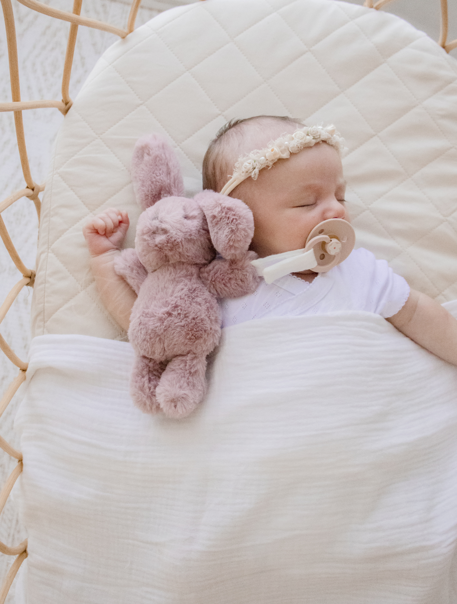 Soft Bunny Plush Toy & Pacifier Holder - Cute Stuffed Animal for Babies & Toddlers - Perfect for Nursery Decor, Baby Shower Gifts, and Soothing Teething Infants