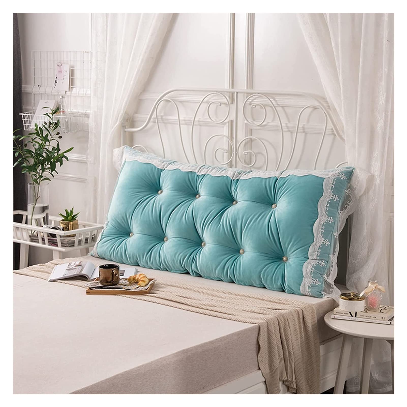 **GGHHJ Reading Pillow - Wedge Cushion with Backrest Support for Office, Bed & Sofa - Sky Blue 120x75cm - Perfect for Reading, Relaxing & Back Pain Relief**