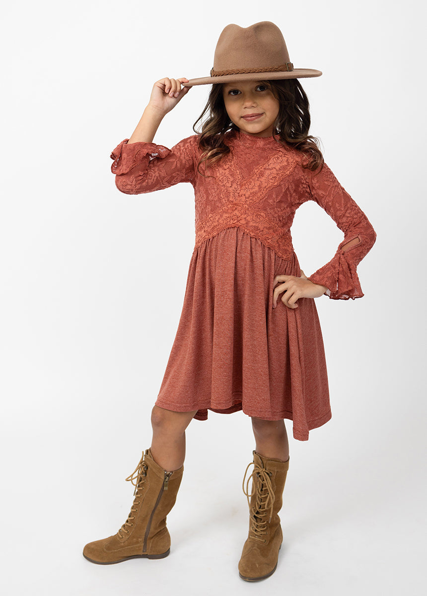 Kaleigh Terracotta Dress - Elegant Flowy Midi Dress for Women | Perfect for Casual Outings, Date Nights & Summer Events