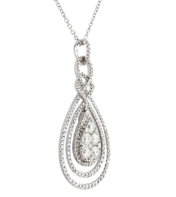 18K White Gold Diamond Pear Pendant Necklace for Women - Elegant Jewelry Gift for Anniversary, Birthday & Special Occasions