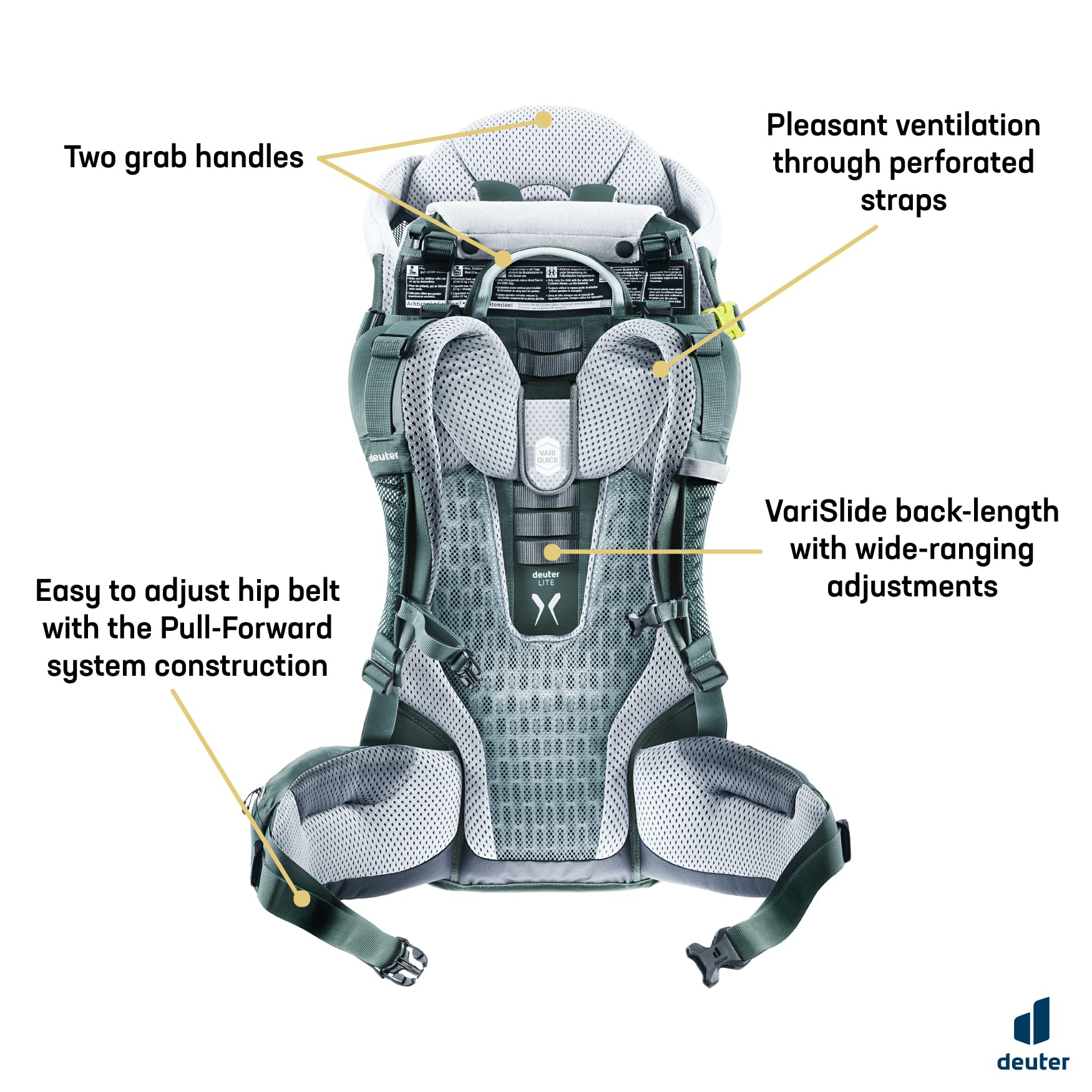 Deuter Kid Comfort Child Carrier Hiking Backpack - Active Standard Fit & Active SL Women's Fit - Teal Blue - Perfect for Outdoor Adventures, Hiking, and Family Travel