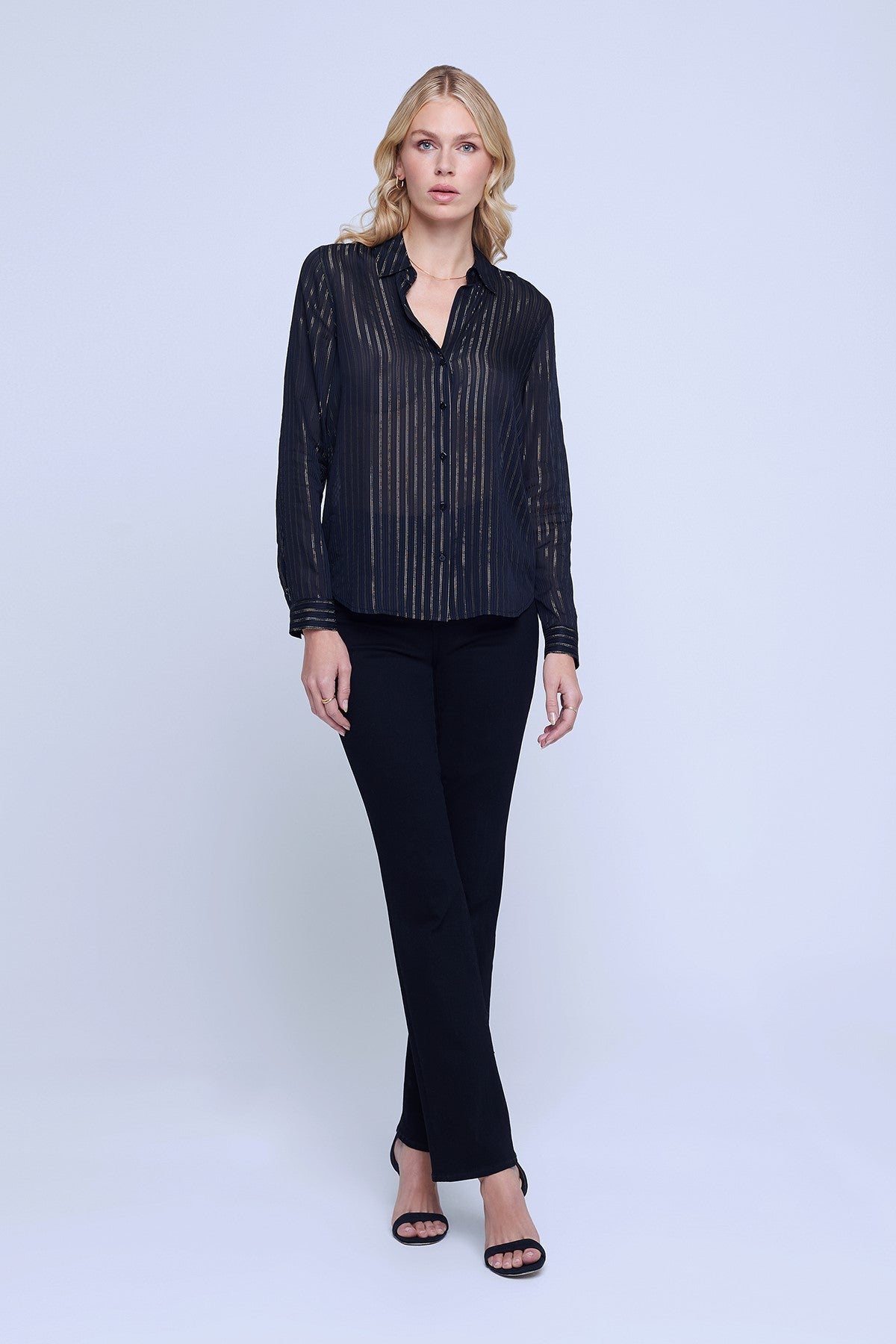 L'Agence Laurent Women's Silk Blouse - Elegant Long Sleeve Button Down Shirt for Work & Evening Wear | Perfect for Office, Date Night & Special Occasions