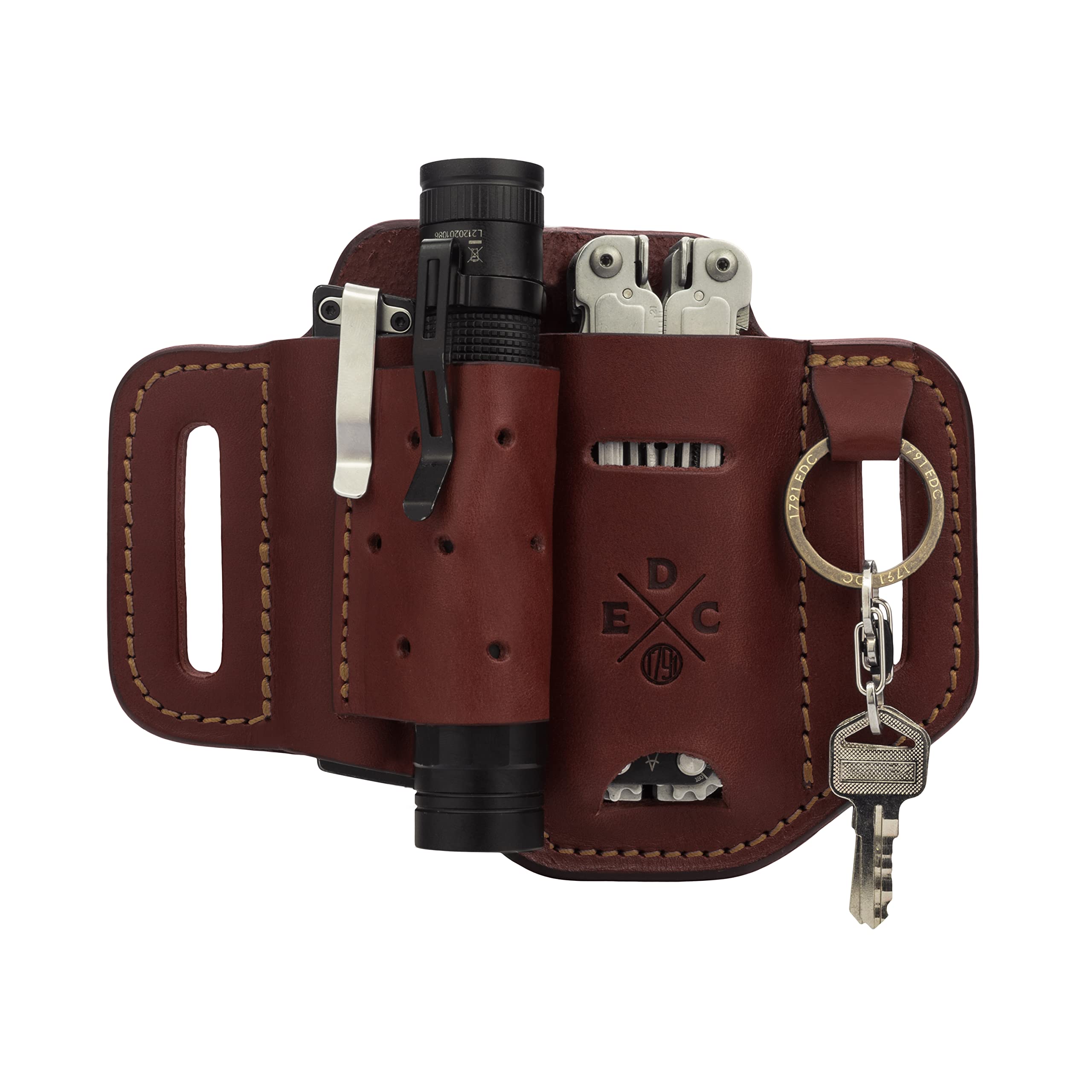 Leather Multitool Sheath & Flashlight Holster - EDC Belt Pouch for Full Size Leatherman, Gerber, SOG Multitools - Fits Knives, Keys & Everyday Carry Gear - Perfect for Camping, Hiking & Outdoor Adventures