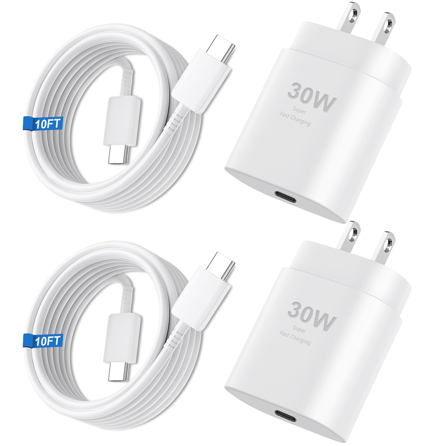 30W USB C Fast Charger Block for iPhone 16 Pro Max/16 Pro/15 Pro Max/15 Pro - 10FT Ultra Long Type C Charging Cable - Compatible with iPad & Samsung Galaxy S24 Ultra - Fast Charging for Home, Office & Travel