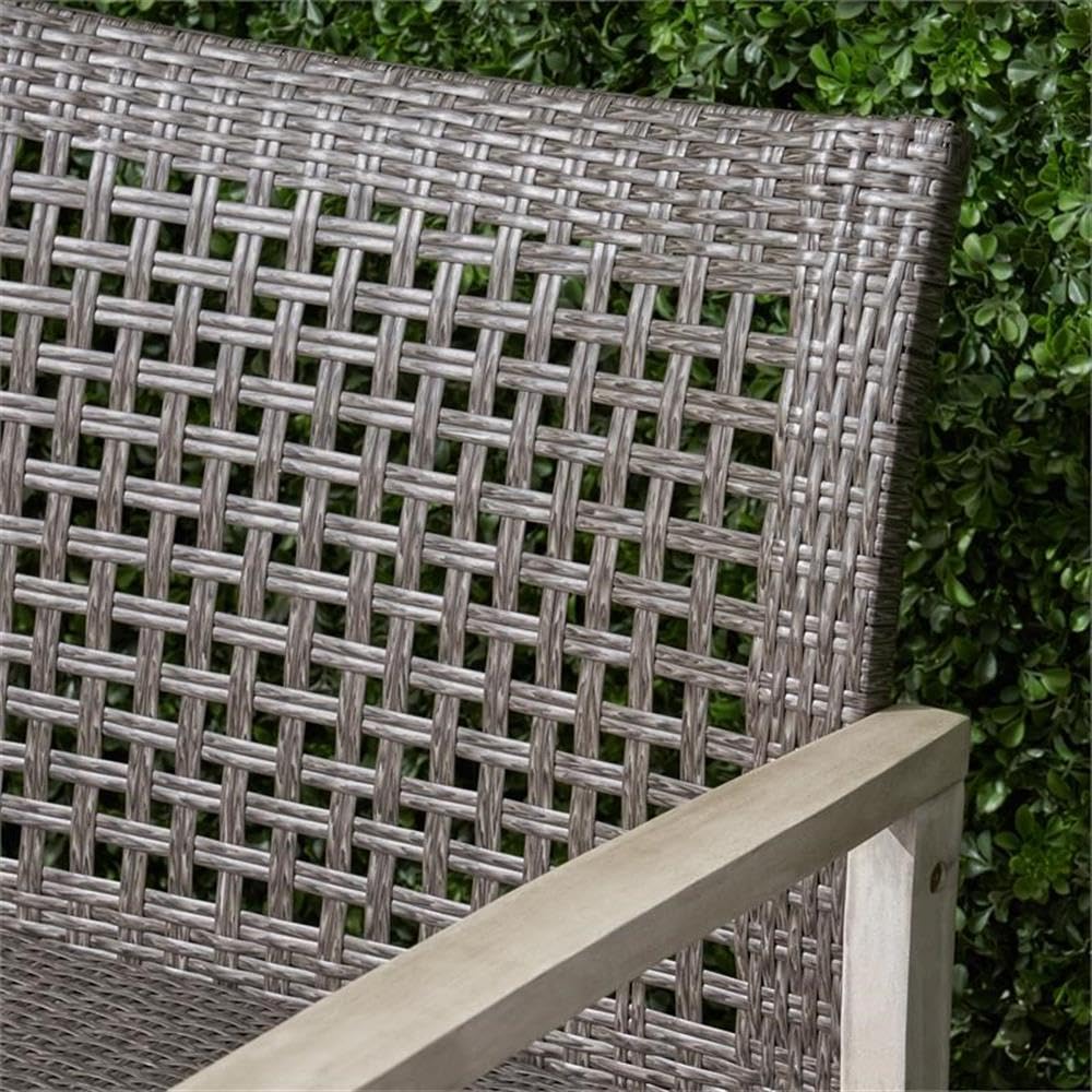 Noble House Breakwater Outdoor 5 Piece Wicker Chat Set with Fire Pit Black - Perfect for Patio, Garden, and Backyard Relaxation