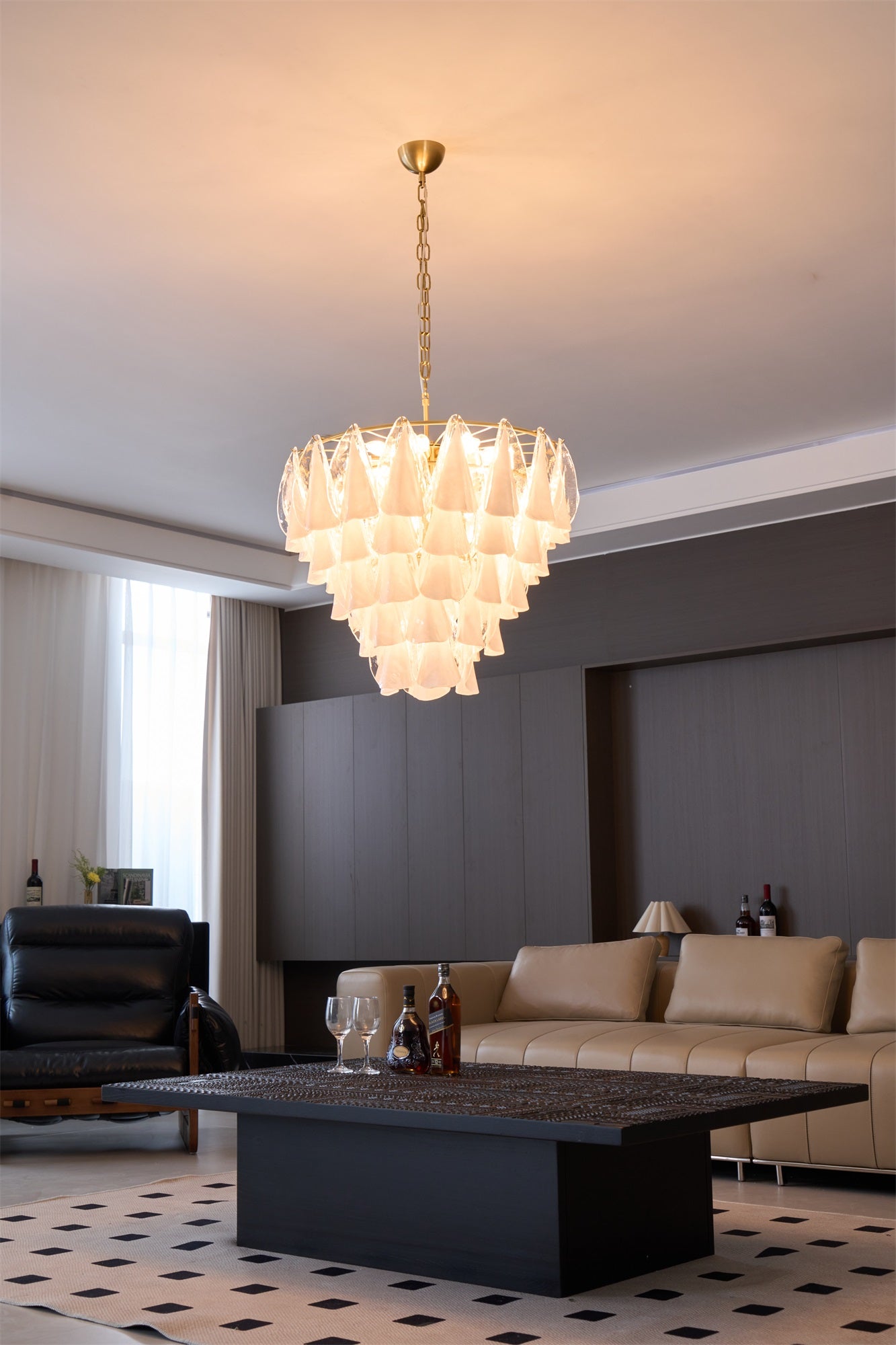 Lunara White Murano Glass Chandelier - Elegant Crystal Ceiling Light Fixture for Dining Room, Living Room & Bedroom Decor