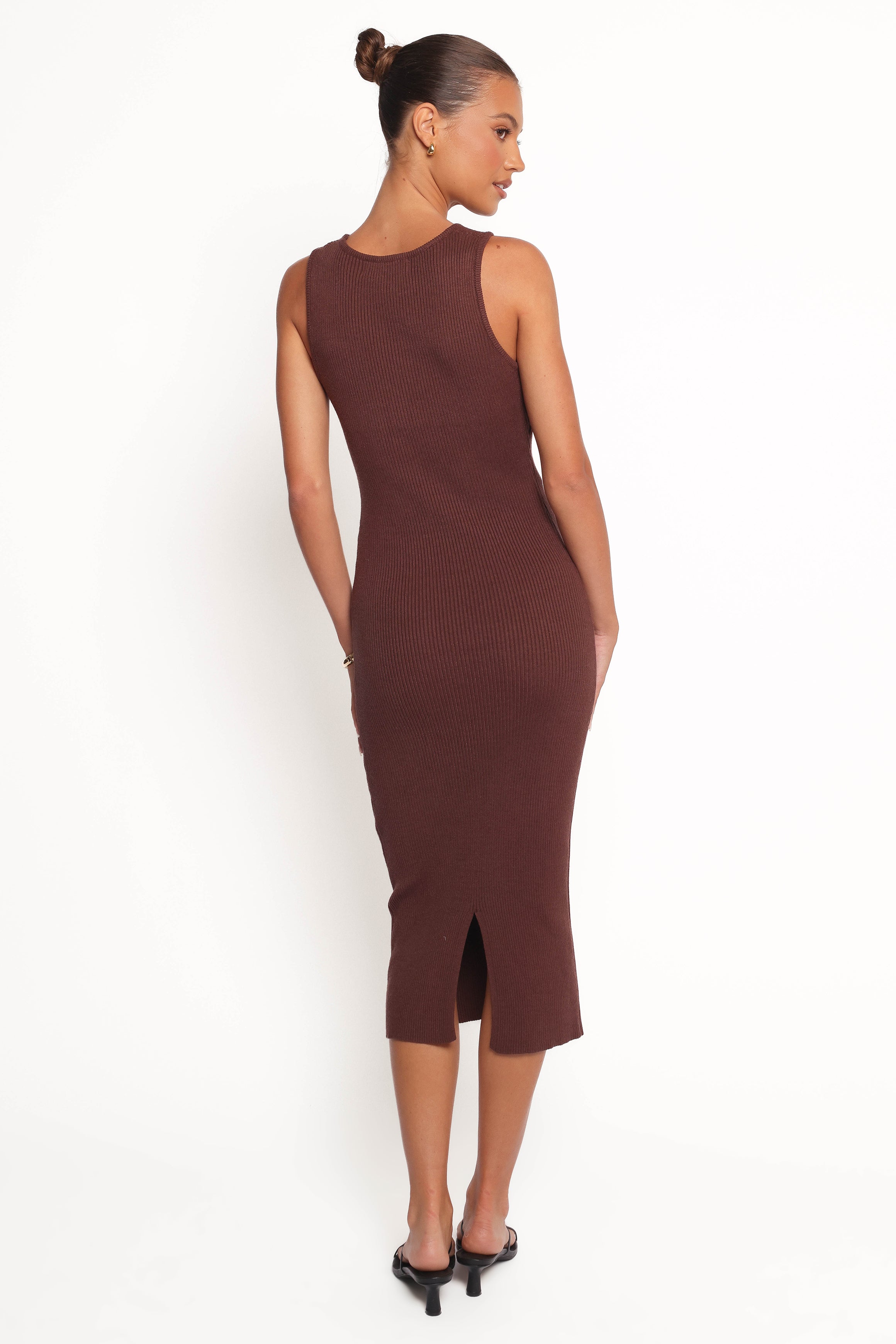 Hollis Midi Dress for Women - Elegant Chocolate Brown Flowy Summer Dress for Casual Wear, Office & Date Night