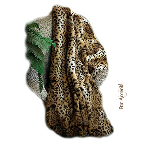 Luxury Faux Fur Leopard Print Throw Blanket - Soft Plush Spotted Brown Leopard Skin Design with Cozy Minky Backing, 48x60 Inches - Perfect for Sofa, Bed, Couch Decor and Winter Warmth
