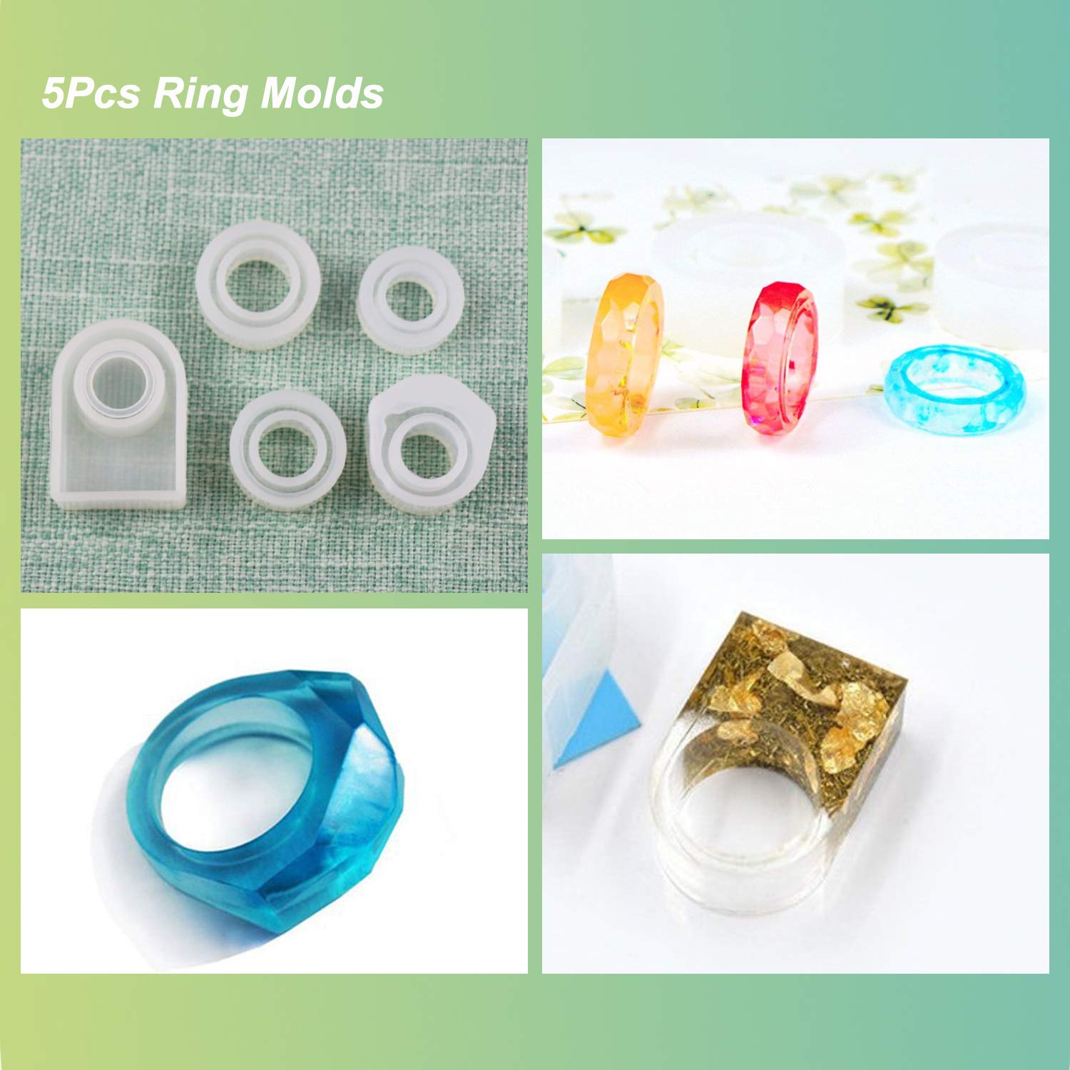 30PCS Silicone Resin Molds for Jewelry Making - UV Resin Bracelet, Pendant & Ring Molds Kit - DIY Epoxy Resin Craft Supplies for Handmade Earrings, Necklaces & Gifts