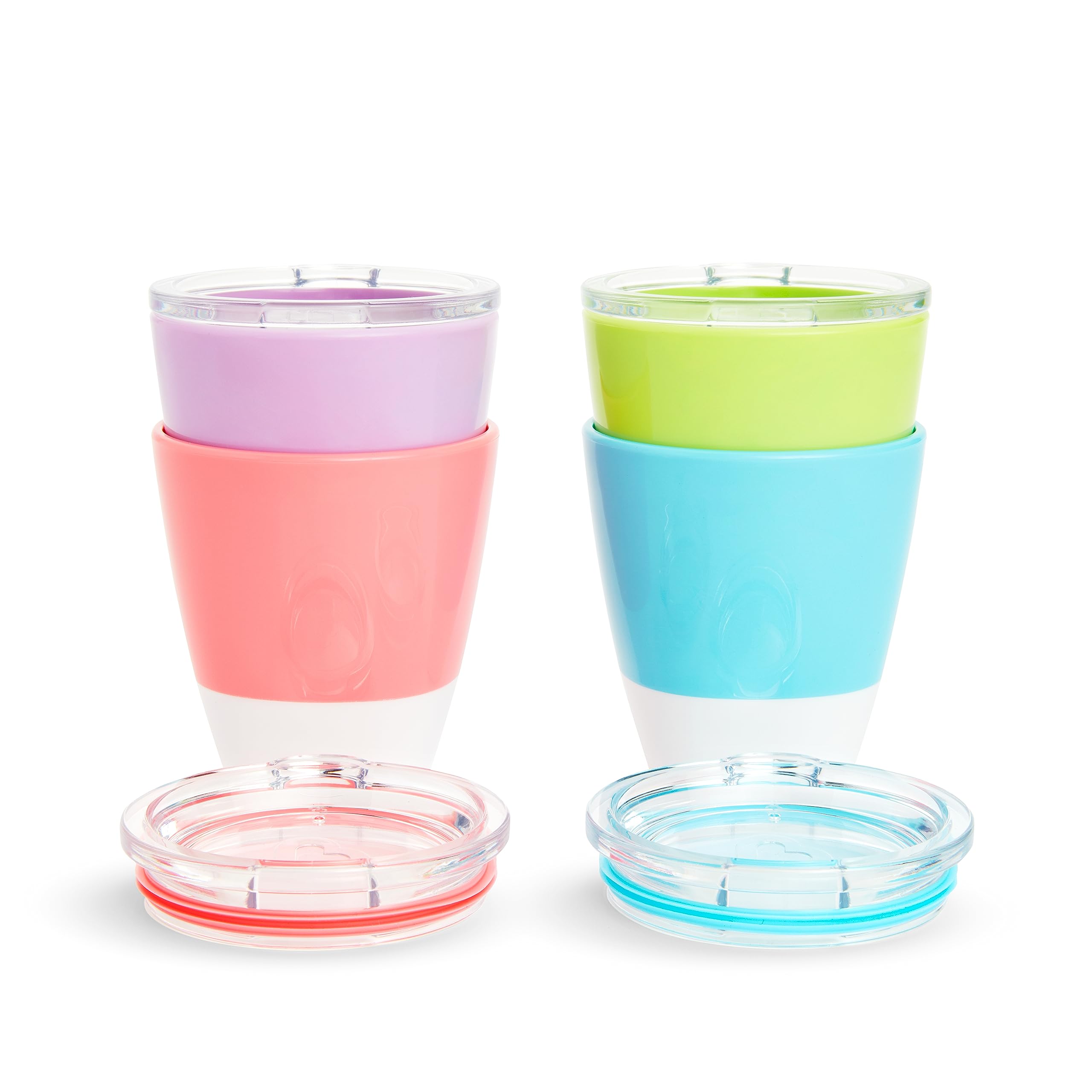 Zak Designs Kelso 15 oz Tumbler Set with Unicorn Design - BPA-Free, Leak-Proof Screw-On Lid & Straw | Munchkin Splash Toddler Cups 7 Oz 4-Pack with Training Lids | Perfect for Kids' Drinks, School Lunch, Picnics & Travel