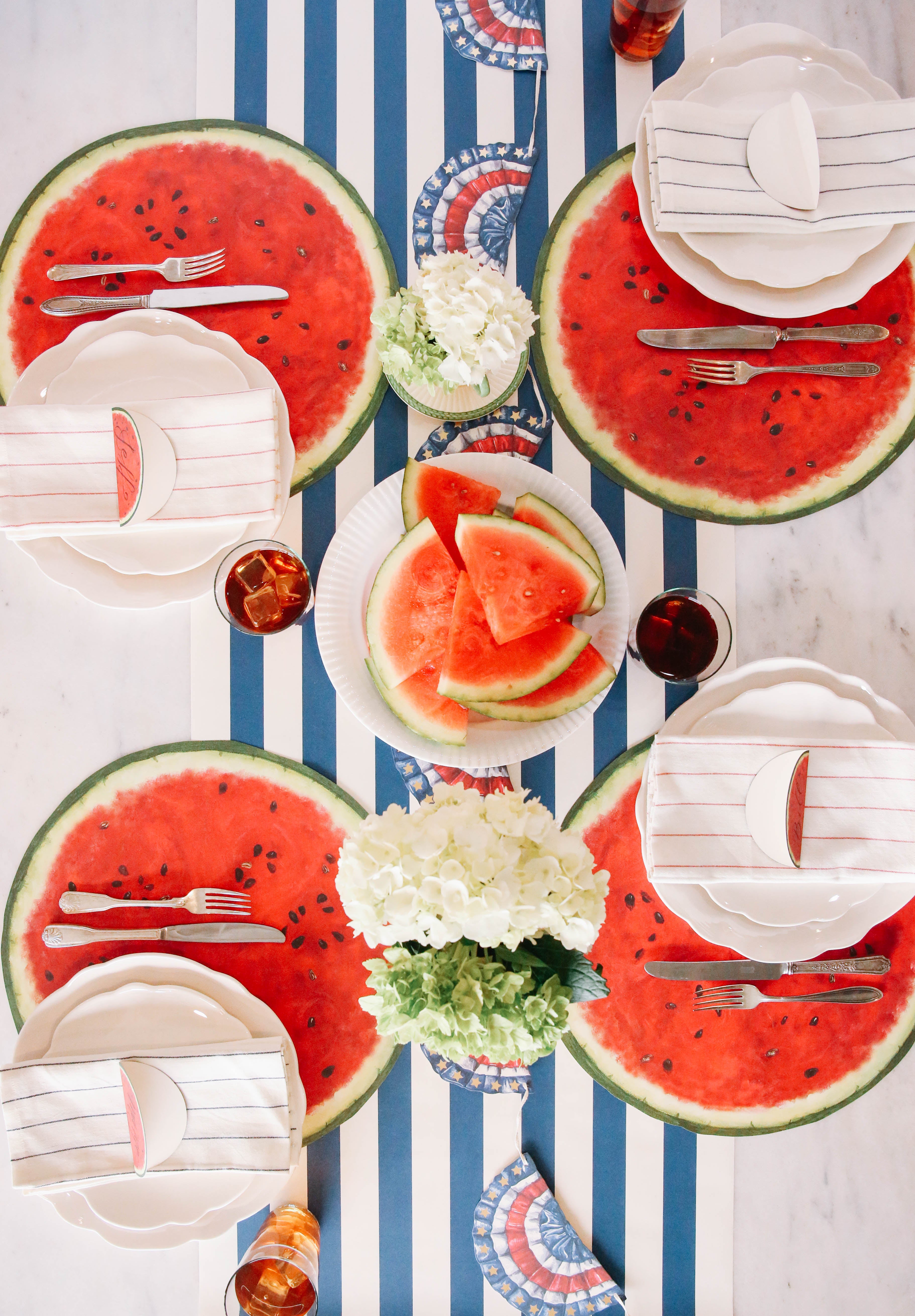 Watermelon-Shaped Non-Slip Placemats for Dining Table - Summer Party Decor, Kitchen Table Setting, Picnic Accessories