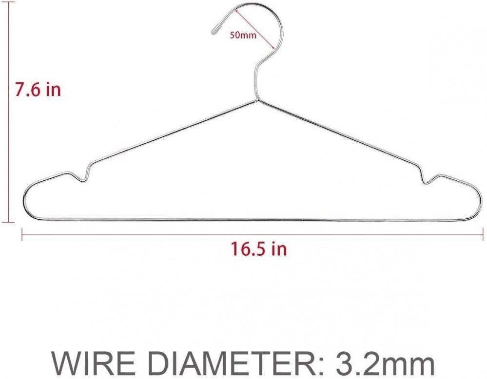 40 Pack Stainless Steel Heavy Duty Wire Hangers - 16.5 Inch Strong Metal Coat Hangers for Closet Organization, Clothes Storage & Wardrobe Rack (Ideal for Dry Cleaning, Retail Stores & Home Use)