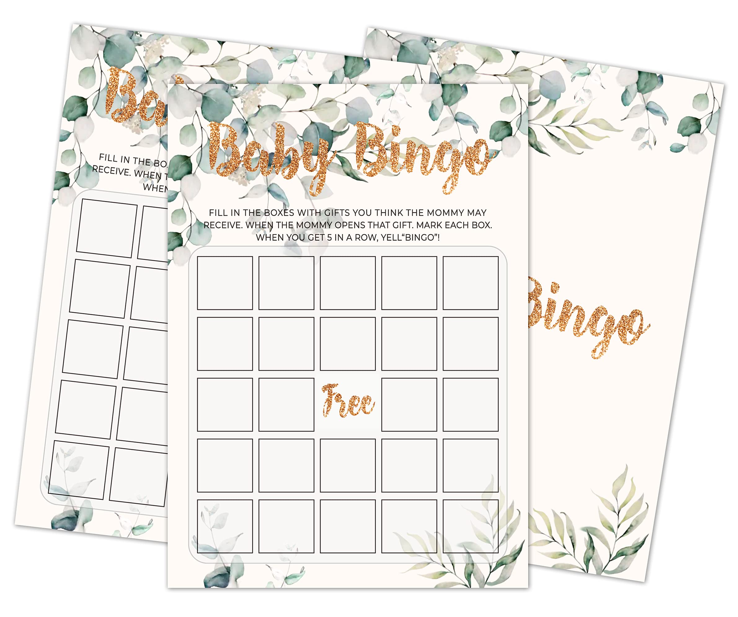 Yuansail Bingo Baby Shower Game Set - 30 Gender Neutral Game Cards for Baby Reveal Party, Gender Neutral Greenery Decorations - Perfect for Baby Shower, Gender Reveal Parties & Nursery Decor (bb005-yx07)