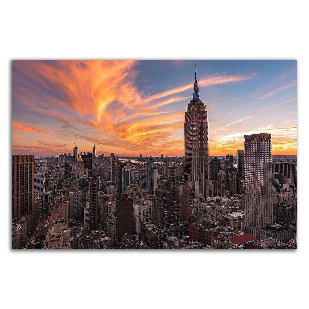 9/11 New York Sunset 2 by Bruce Getty - Premium Canvas Wall Art Print - Ready to Hang - Perfect for Living Room, Bedroom & Office Decor