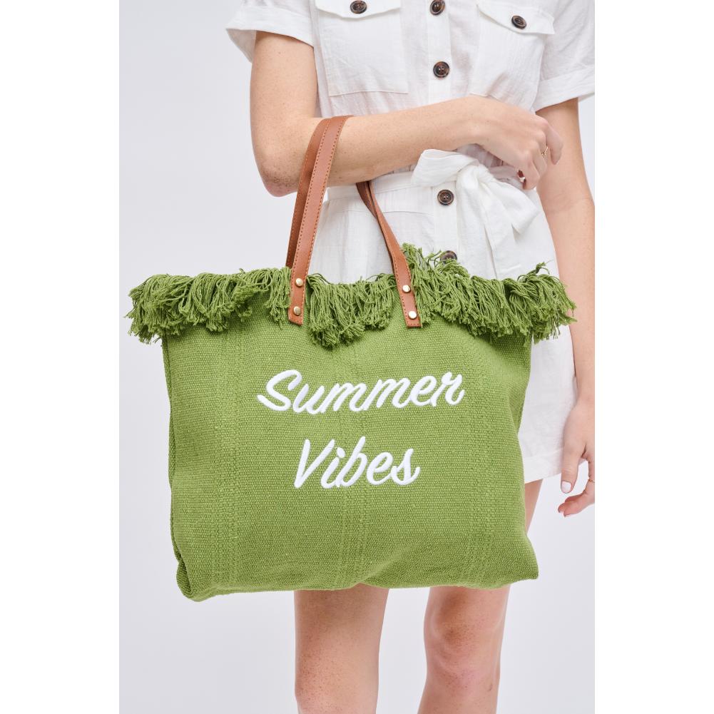Summer Vibes Tote Bag - Stylish Beach Tote for Women, Large Canvas Shopper with Pockets - Perfect for Beach, Pool, Travel & Shopping