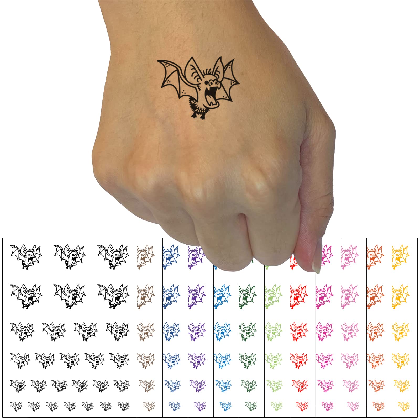 Halloween Temporary Tattoos - Waterproof Fake Body Art Set with Cute Cartoon Bat Design (Black, 1 Sheet) - Perfect for Costume Parties, Cosplay & Spooky Events