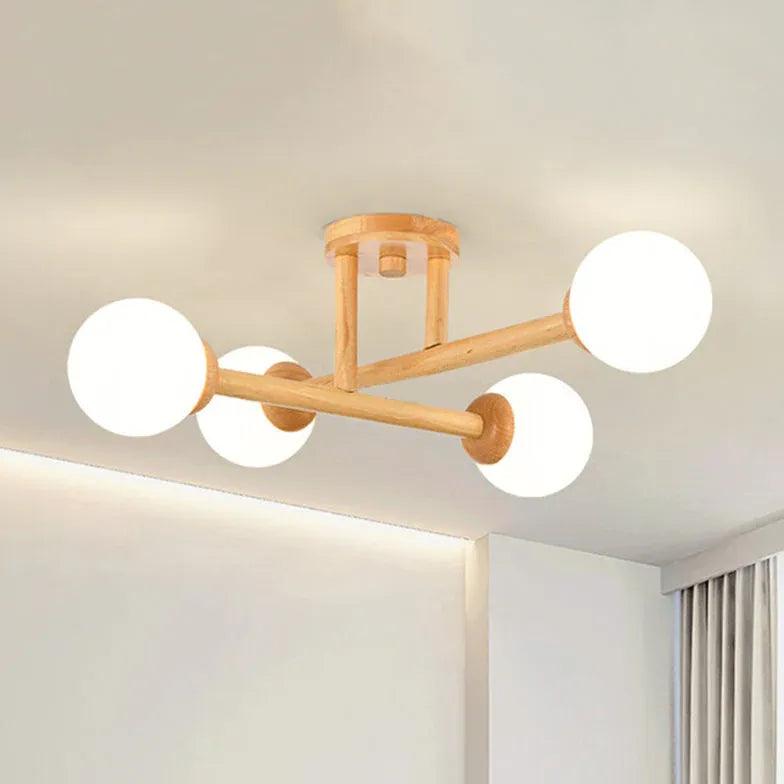 Modern Triangle Interlacing Wooden Flush Ceiling Light Fixture for Bedroom - Stylish Ambient Lighting for Home Decor, Living Room & Dining Area