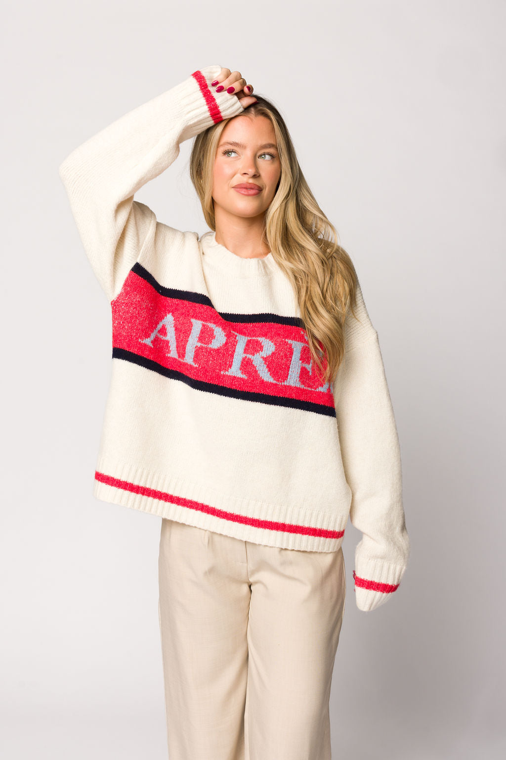 Apres Pullover Sweater Top for Women - Soft Cream Knit Sweater | Casual Winter Warm Pullover | Perfect for Office, Date Night & Cozy Weekends