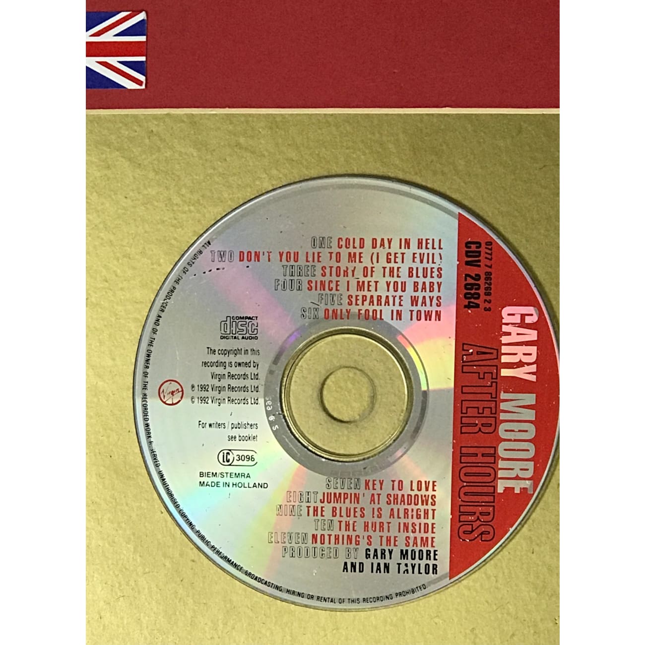Gary Moore After Hours BPI Gold Album Award Presented to B.B. King - Rare Collectible Music Memorabilia for Blues Fans & Record Collectors