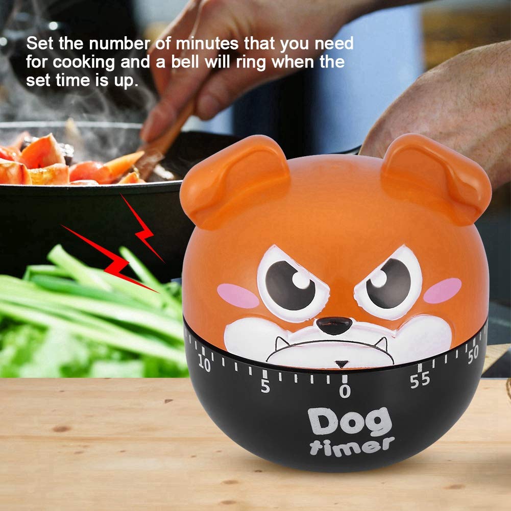 Cute Dog-Shaped Mechanical Kitchen Timer - 55-Minute Countdown Clock for Cooking, Baking & Egg Timing - No Battery Required (Brown) | Perfect for Home Chefs, Bakers & Classroom Activities