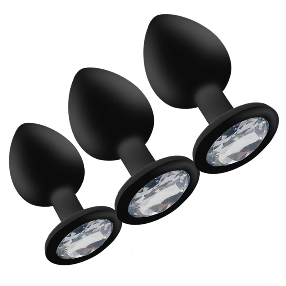 3Pcs Silicone Anal Trainer Kit - Butt Plugs & Anal Beads with Nipple Clamps for Women, Men & Couples (Black) | Beginner to Advanced Anal Play, Couples Intimacy & BDSM Exploration