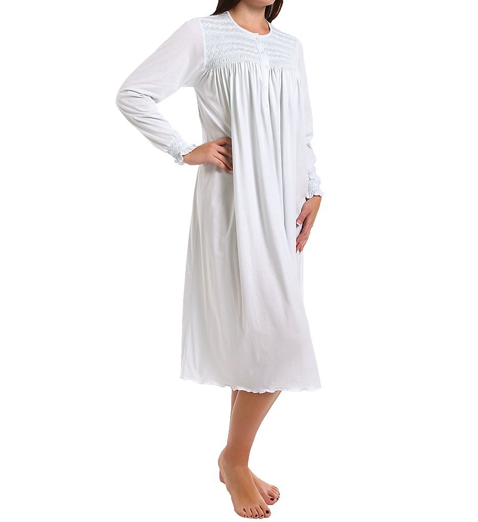 Isabel Women's Smocked Long Sleeve Nightgown - Soft Sleepwear for Comfortable Nights & Relaxing at Home