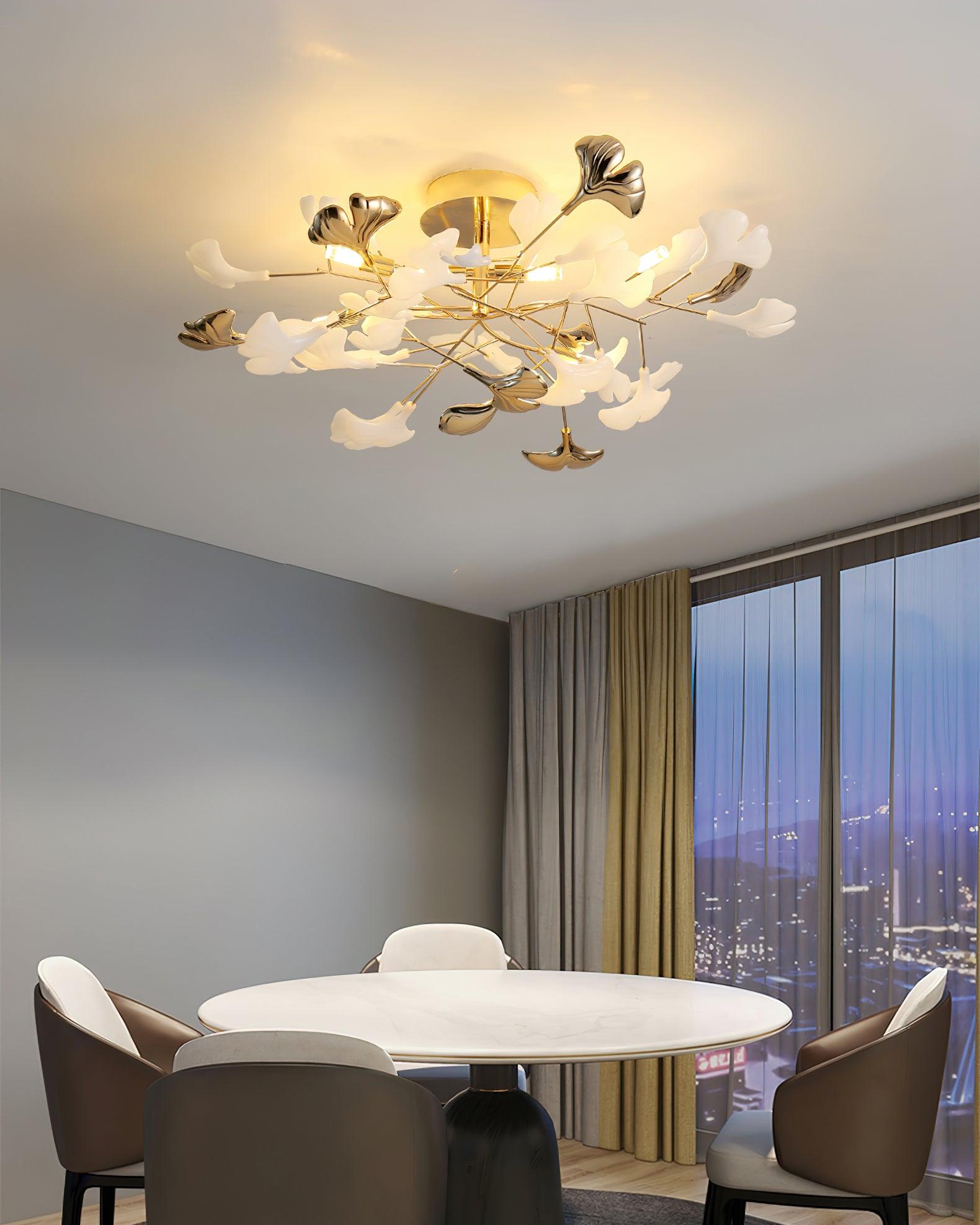 Ginkgo Rotating Ceiling Light - Modern LED Flush Mount Fixture with Adjustable Arms for Living Room, Bedroom, or Dining Room Lighting