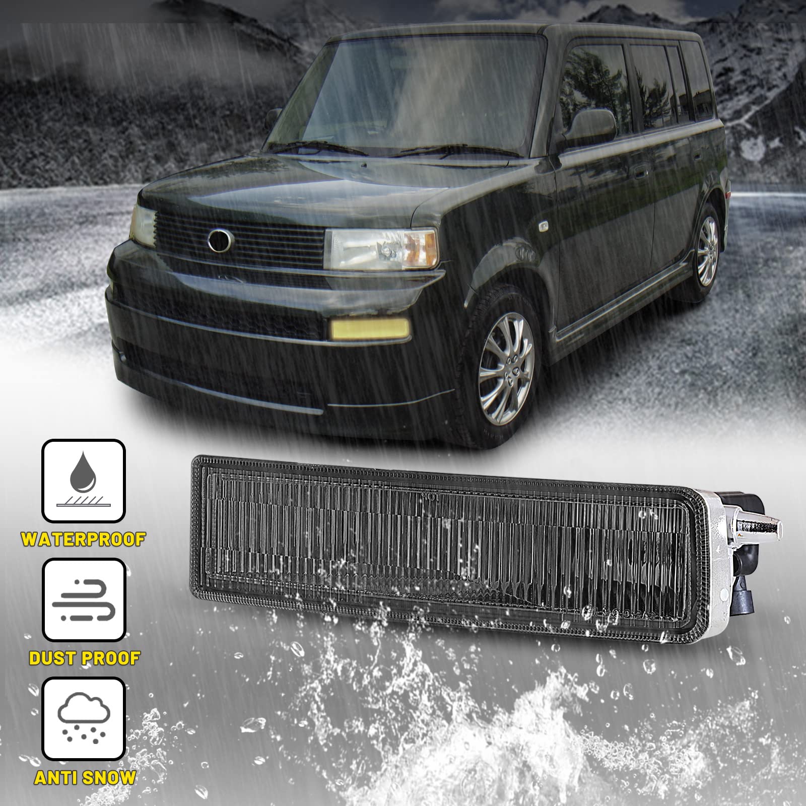Scion XB Fog Lights Replacement - Smoke Lens Compatible with 2003-2007 Models (Driver & Passenger Side) | Durable Headlamp Assembly for Night Driving & Bad Weather Visibility