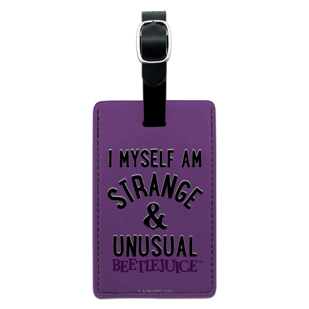 Beetlejuice Inspired Unique Rectangle Leather Luggage Tag - Vintage Gothic Travel ID Card Holder for Suitcases, Bags & Carry-Ons - Perfect for Halloween, Cosplay & Tim Burton Fans