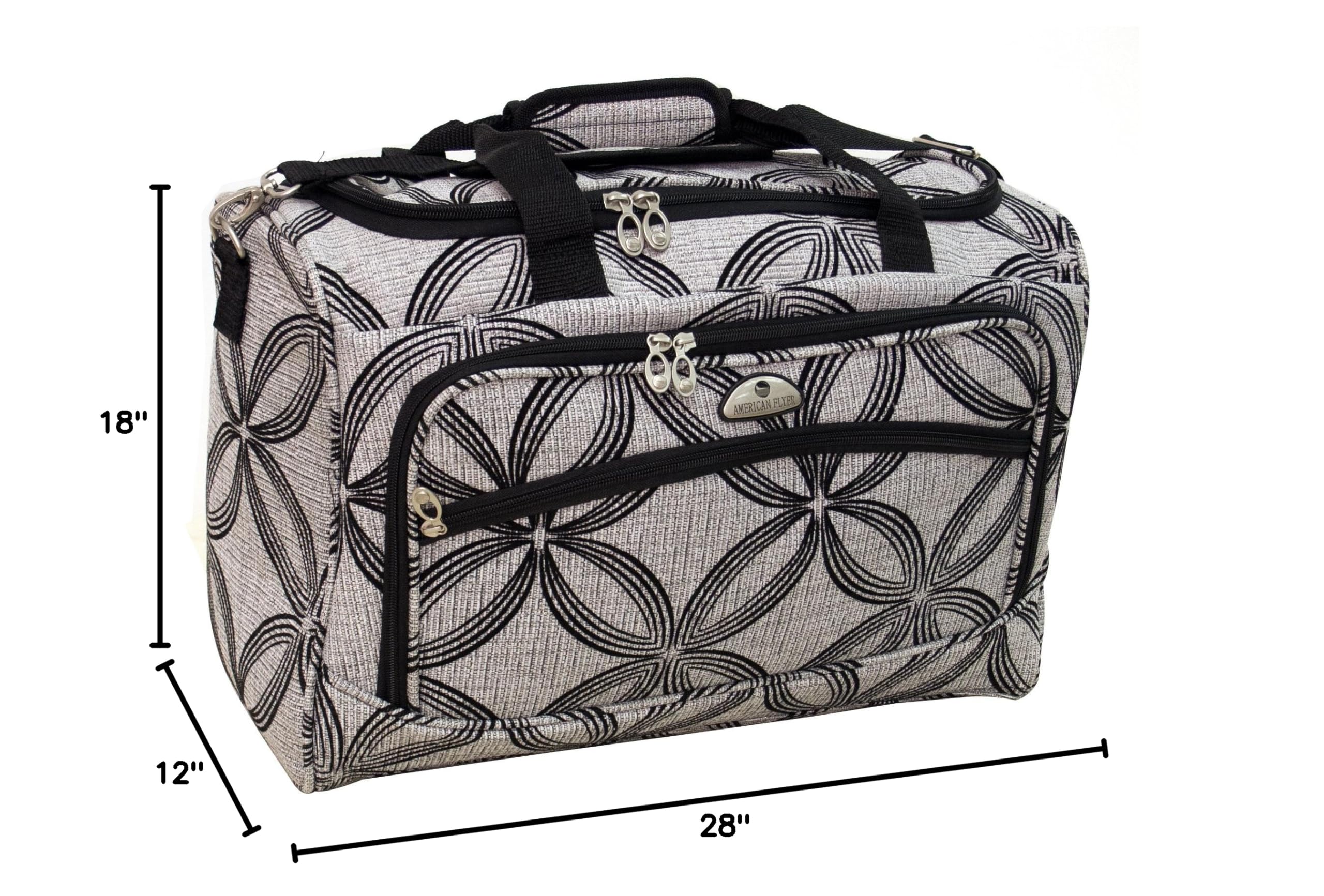 American Flyer Luggage Silver Clover 5-Piece Spinner Set - Black & Gray (One Size) | Durable Expandable Suitcase for Travel, Business Trips & Family Vacations