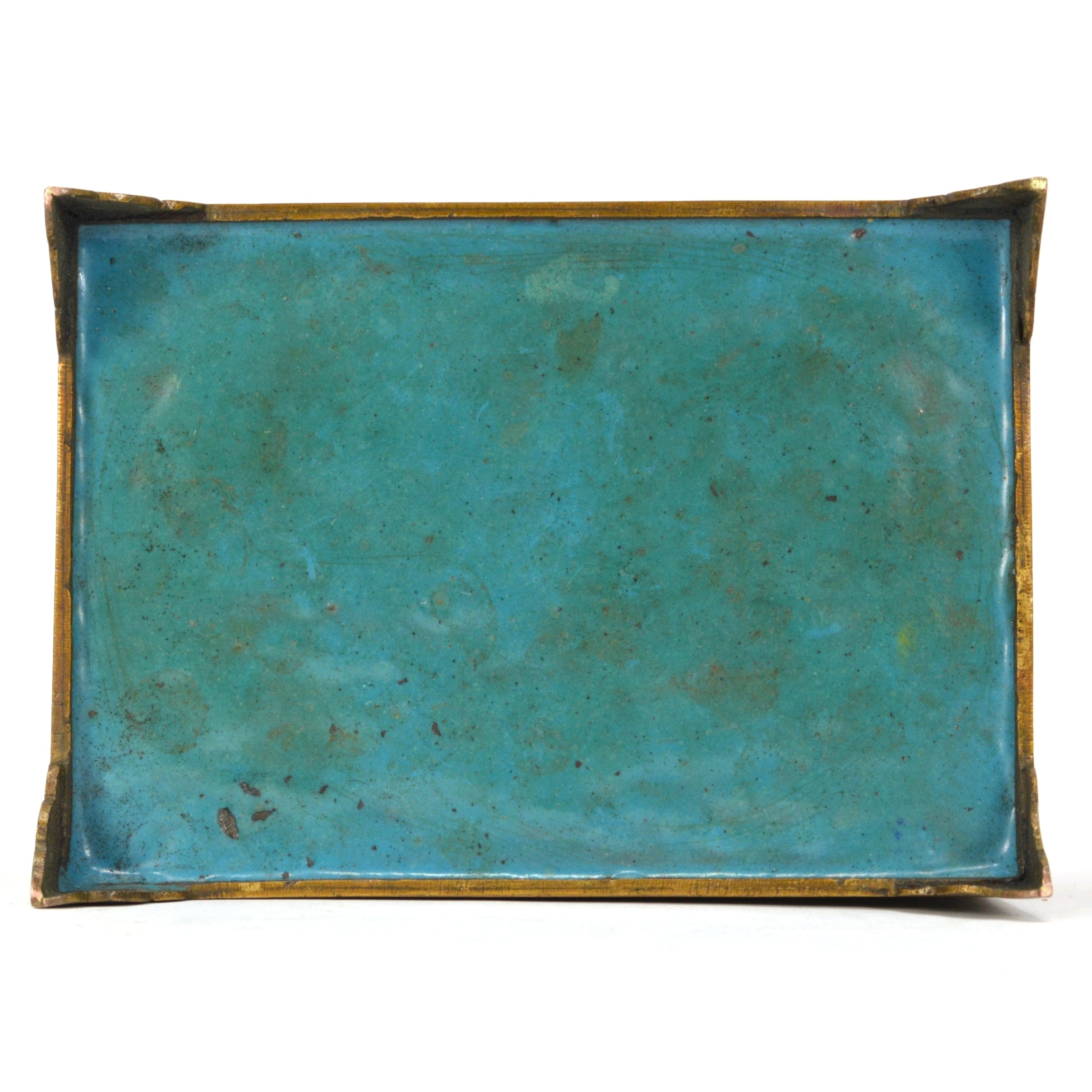 Antique Cloisonne Hinged Jewelry Box with Floral Design - 3x5x3 Inches - Brass/Bronze Footed Trinket Box for Home Decor, Gift, or Storage | Perfect for Jewelry, Keepsakes, and Collectibles