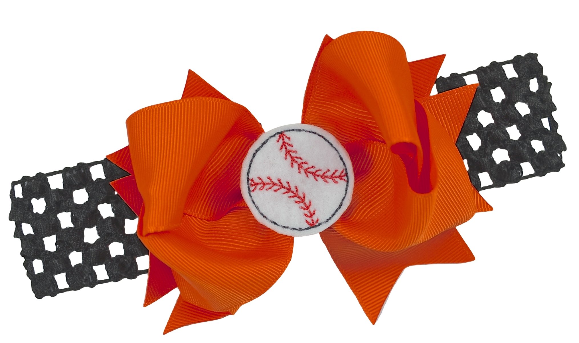 Funny Girl Designs Baseball Team Fan Bow & Crochet Headband for Babies & Toddlers (Newborn-3T) - Perfect for Game Day, Team Spirit & Photo Props