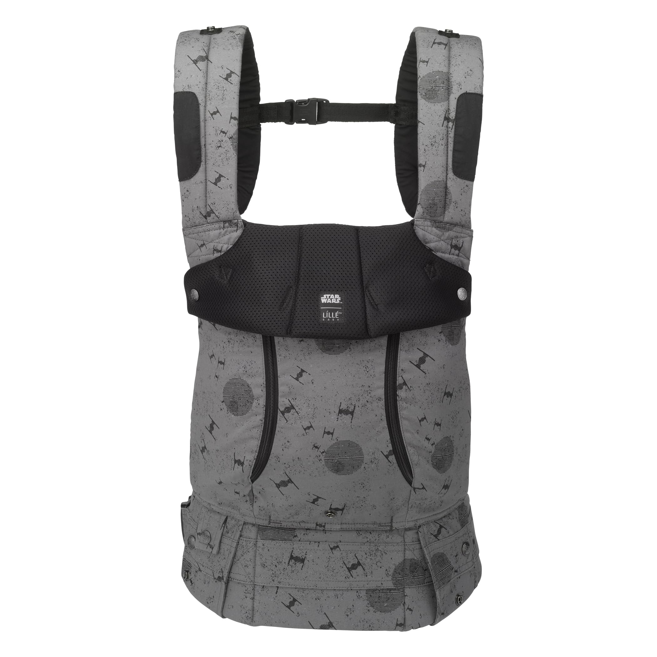 LÍLLÉbaby Complete All Seasons Ergonomic 6-in-1 Baby Carrier for Newborn to Toddler (7-45 lbs) - Adjustable Lumbar Support, 360° Baby Wearing, Inward & Outward Facing - Disney Star Wars Galactic Icons Design - Perfect for Shopping, Hiking & Travel