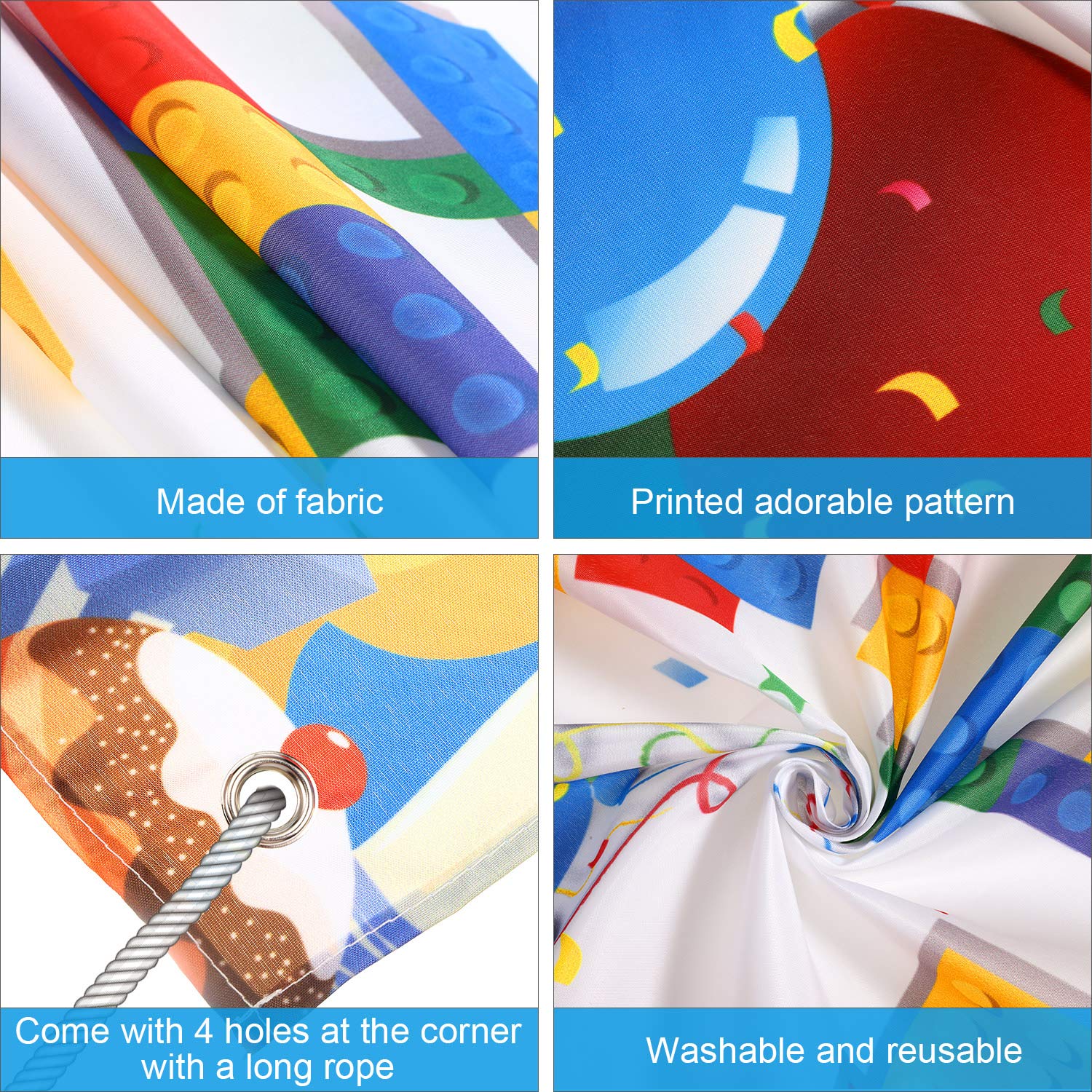 Tatuo DIY Building Block Birthday Banner - 72.8 x 43.3 Inch Party Backdrop for Photography, Lego Theme Decorations | Perfect for Kids Birthday Parties, Baby Showers & Classroom Celebrations