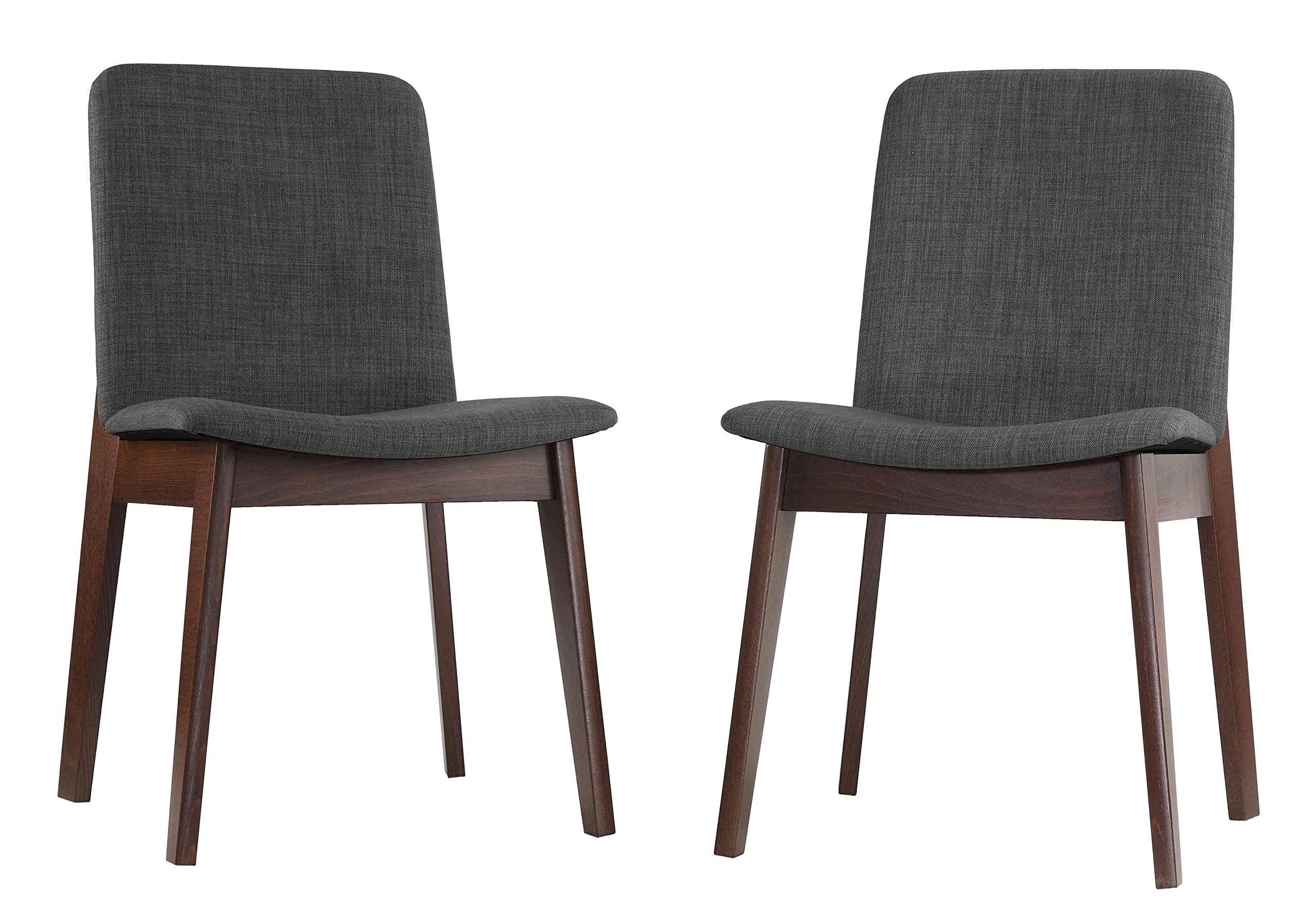 Cortesi Home Bjorn Dining Chair Set of 2 - Charcoal Grey Fabric Upholstered Modern Kitchen & Dining Room Chairs for Home & Restaurant Use