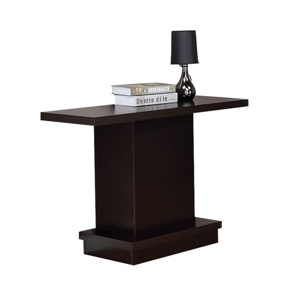BOWERY HILL Modern Pedestal Console Table in Cappuccino - Elegant Entryway Furniture for Hallway, Living Room & Foyer Decor