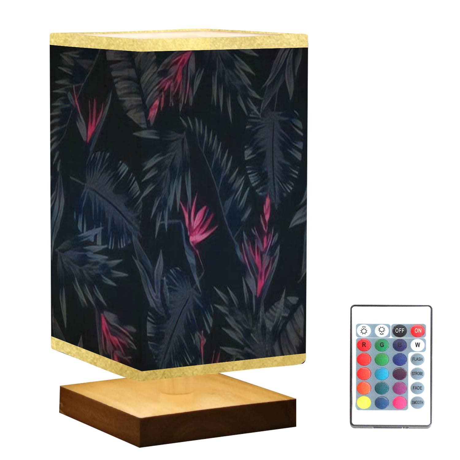 Modern Dimmable Nightstand Lamp with Tropical Bird of Paradise Design - Wooden Base & Flaxen Fabric Shade for Bedroom, Living Room | Perfect Bedside Lighting for Reading & Relaxation