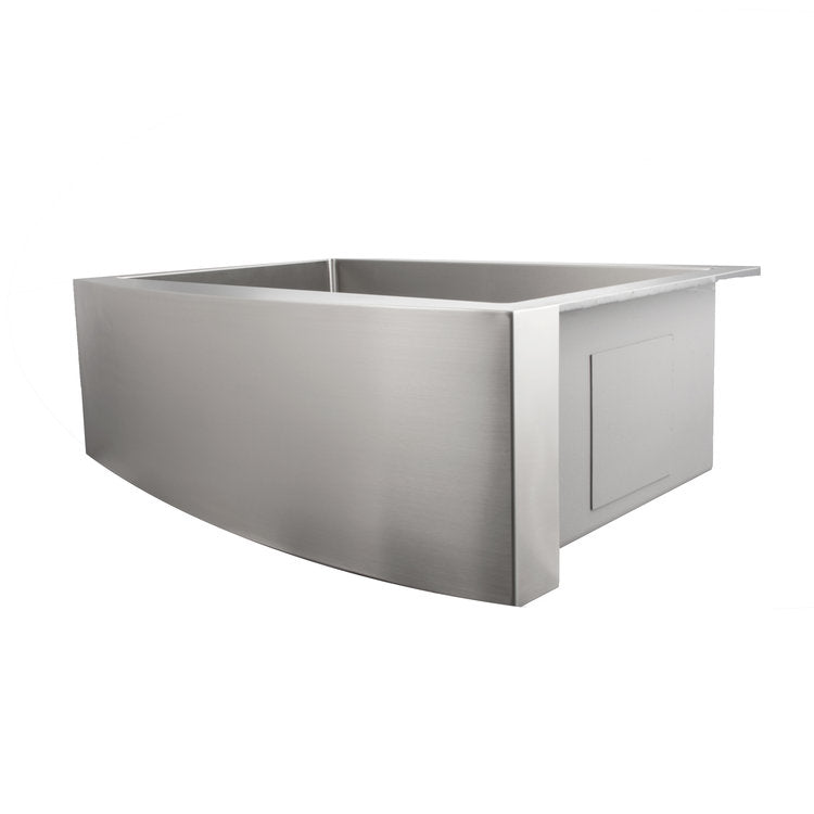 ZLINE Zermatt 30-inch Farmhouse Apron Front Stainless Steel Single Bowl Kitchen Sink with Bottom Grid (SAS 30) - Perfect for Rustic & Modern Farmhouse Kitchens, DIY Installations & Heavy-Duty Cooking