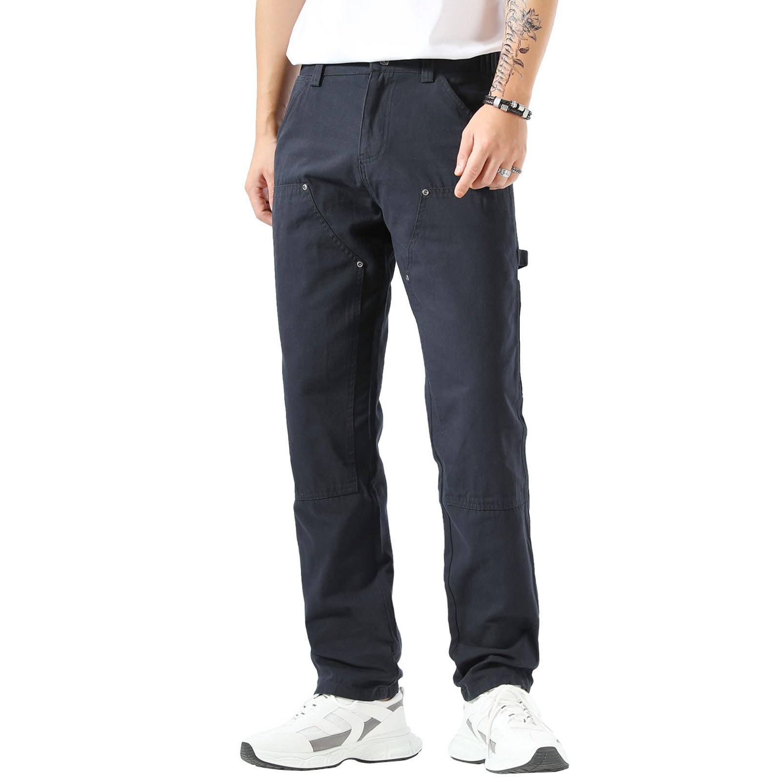 **Durable Men's Work Pants - Straight Fit Carpenter & Utility Pants with Double Knee, Twill Fabric - Ideal for Construction, Painting & Outdoor Labor**