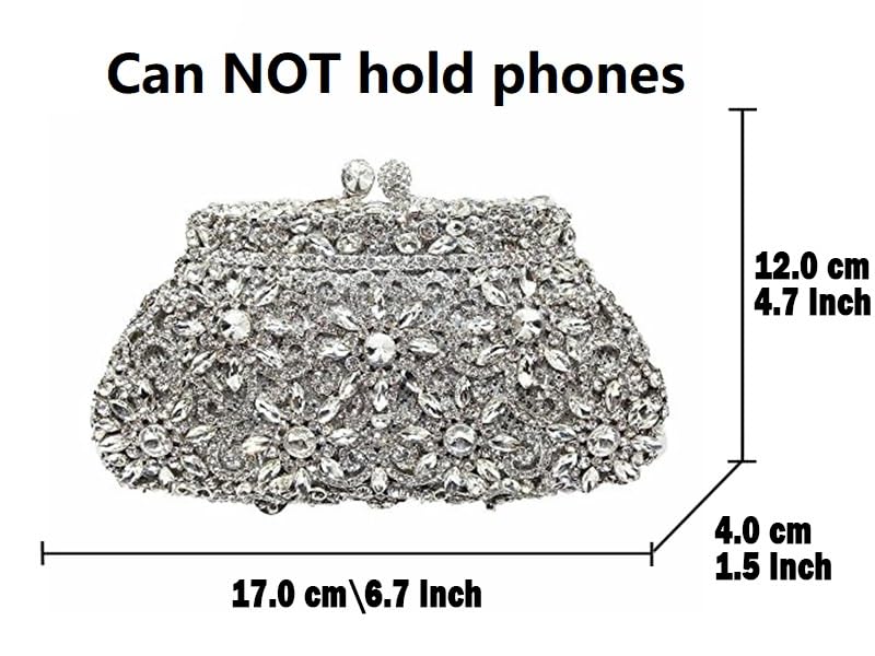 FGG Women's Crown Minaudiere Handbag - Elegant Flower Crystal Clutch Purse for Formal Evening, Wedding & Special Occasions | Perfect as Bridal Accessory, Prom or Gala Event Bag