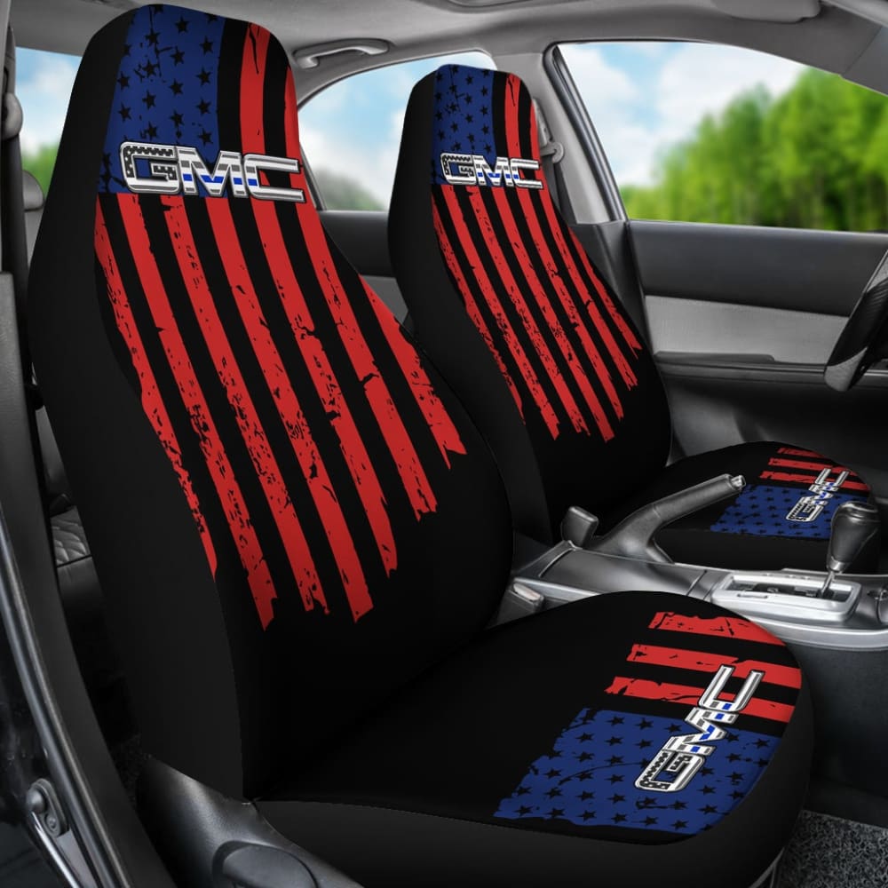 Premium GMC Car Seat Covers with American Flag Design - Red & Blue Custom Fit for 212601 Model | Perfect for Patriotic Drivers & 4th of July Road Trips