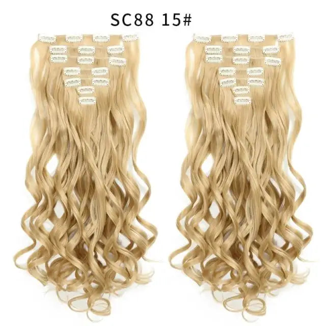 Clip on Hair Extensions 6pc Set - Human Hair Clip Ins for Volume & Length - Easy to Use & Reusable - Perfect for Parties, Weddings & Everyday Styling