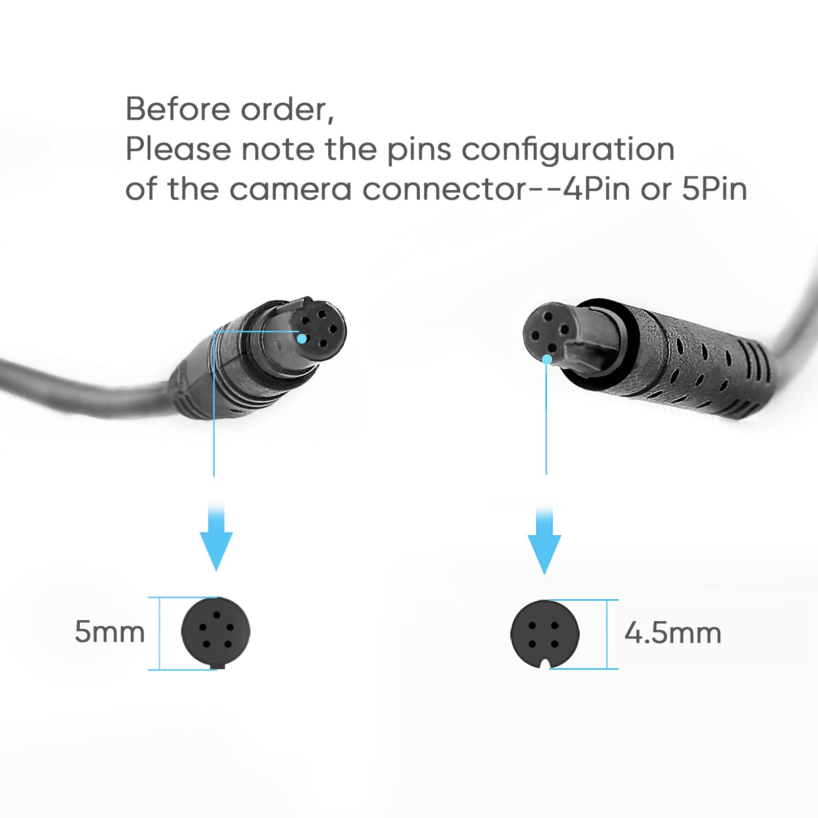 33ft Dash Cam Rear Camera Cable - 4 Pin to 2.5mm Male Plug Wire for Mirror & Backup Cameras | Long Replacement Cord for Car Recorders, Reverse Cameras | Perfect for Pickup Trucks, SUVs, RVs & Buses | Enhanced Driving Safety & Parking Assistance