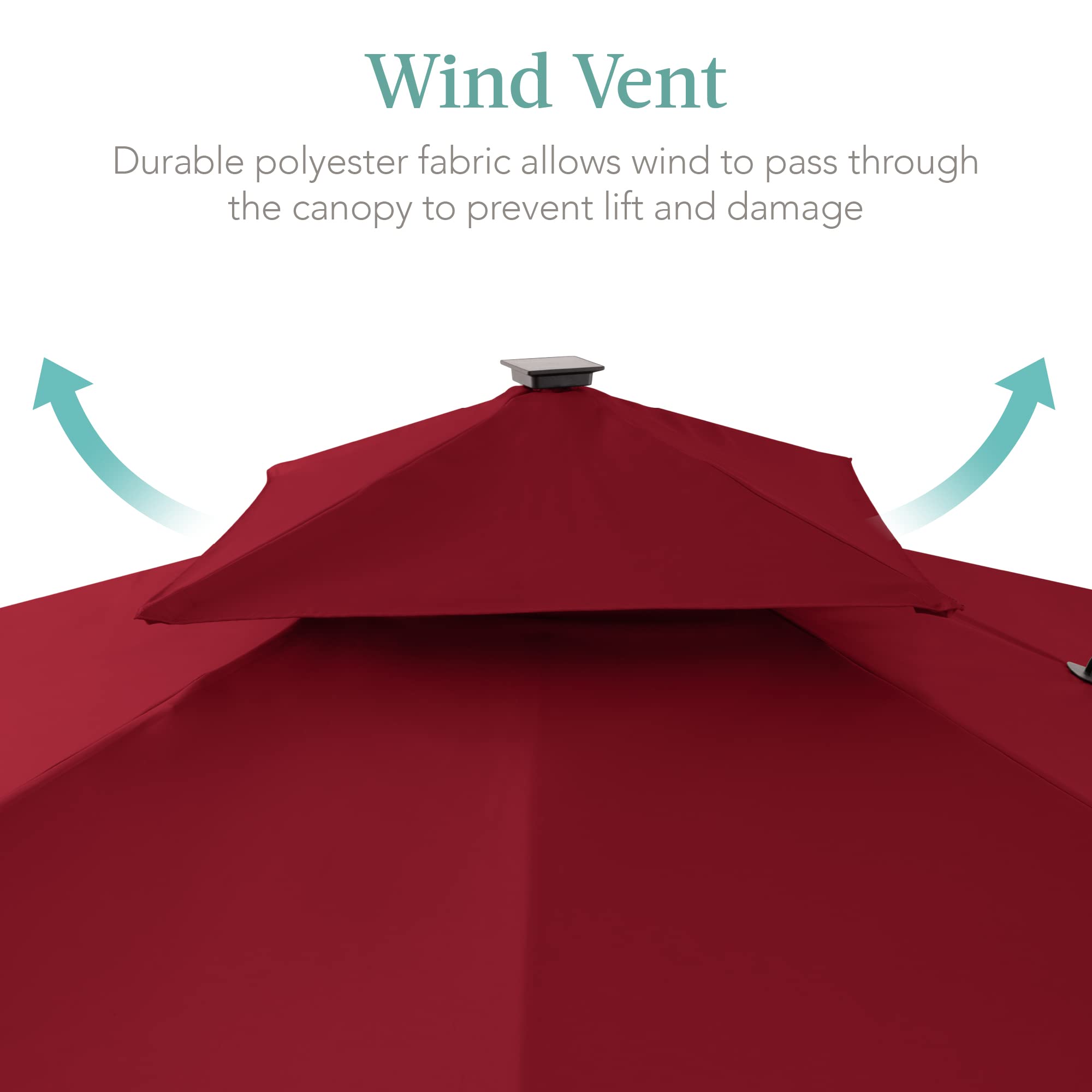 Best Choice Products 10x10ft Cantilever Patio Umbrella with Base - Solar LED Lights, 360° Rotation, Large Offset Outdoor Shade for Deck, Pool, Backyard - Burgundy | Perfect for Sun Protection, Outdoor Dining & Relaxation