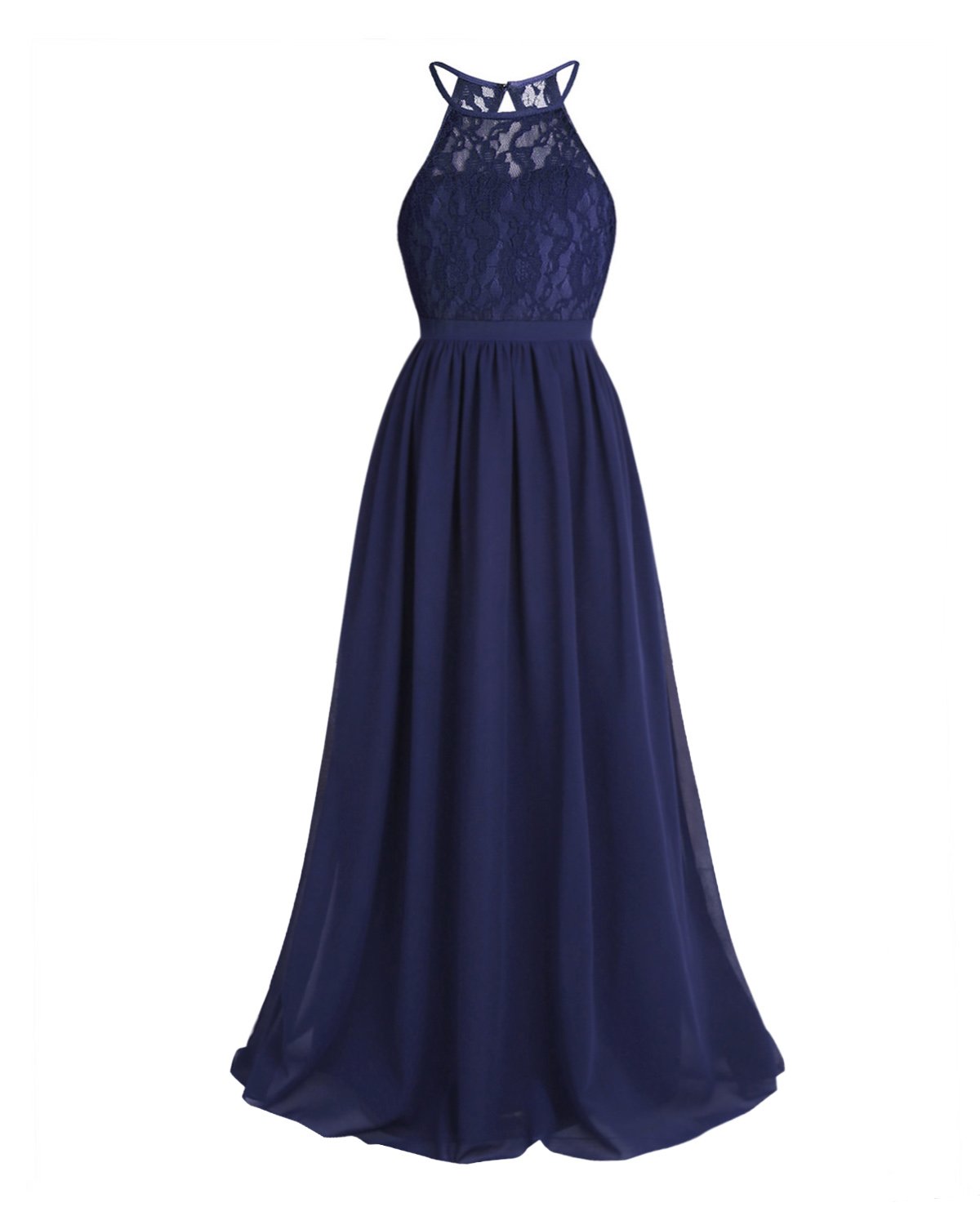 Hularka Girls Halter Neck Princess Flower Girl Dress - Floral Lace Chiffon Wedding Bridesmaid Gown for Kids, Proms & Special Occasions | Perfect for Weddings, Birthday Parties & Formal Events